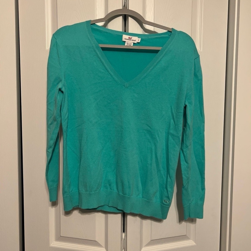 Vineyard Vines Women's Teal Long Sleeve Sweater Top - Small
